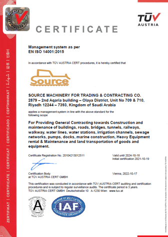 Saudi Contractor Classification Certificate
